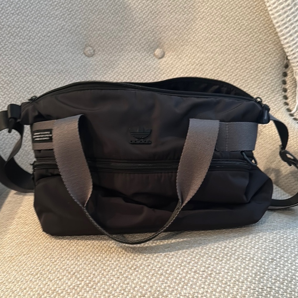 adidas Black and Gray Crossbody Bag with Adjustable Strap and Durable Fabric